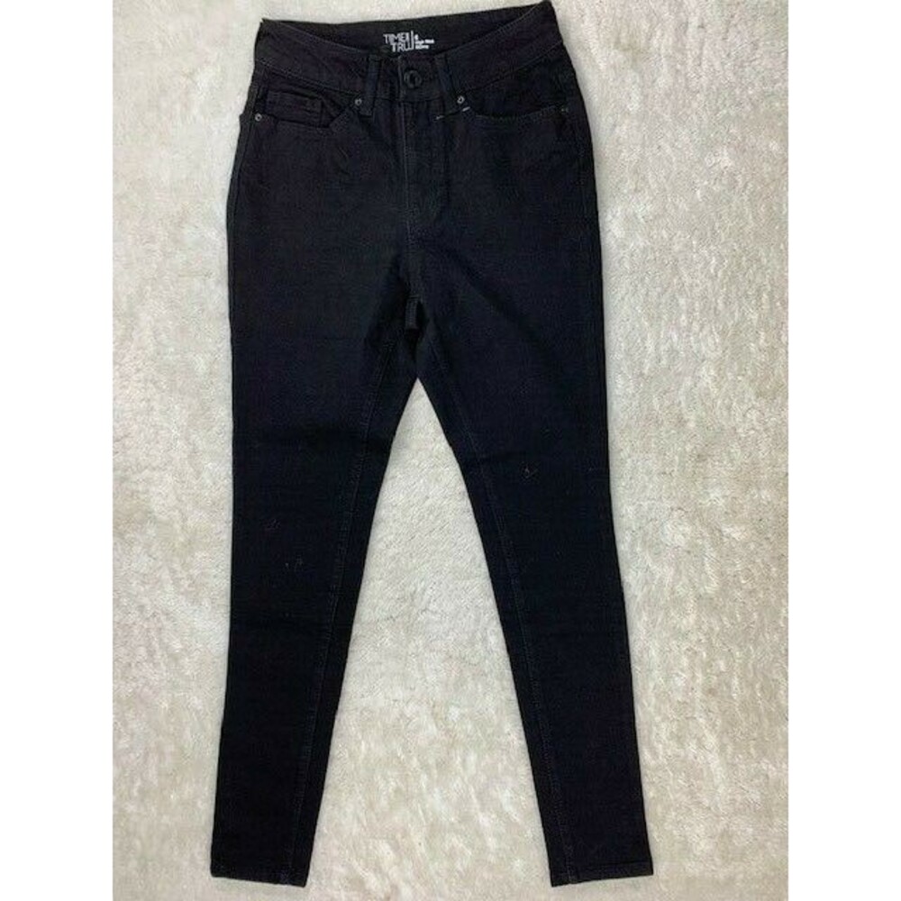 Time & Tru Size 6 Womens Jeans Black High Rise Skinny Stretch